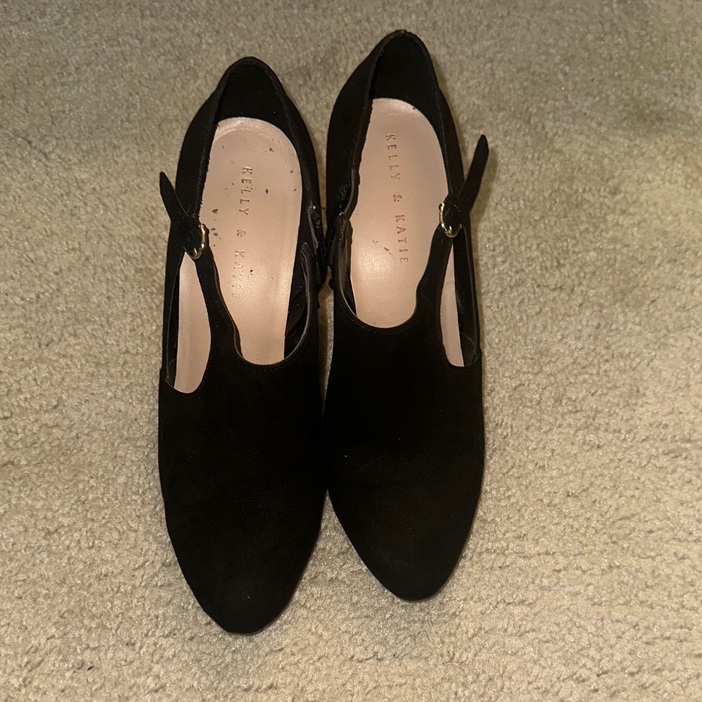 Kelly & Katie Black Suede Slingback Heels